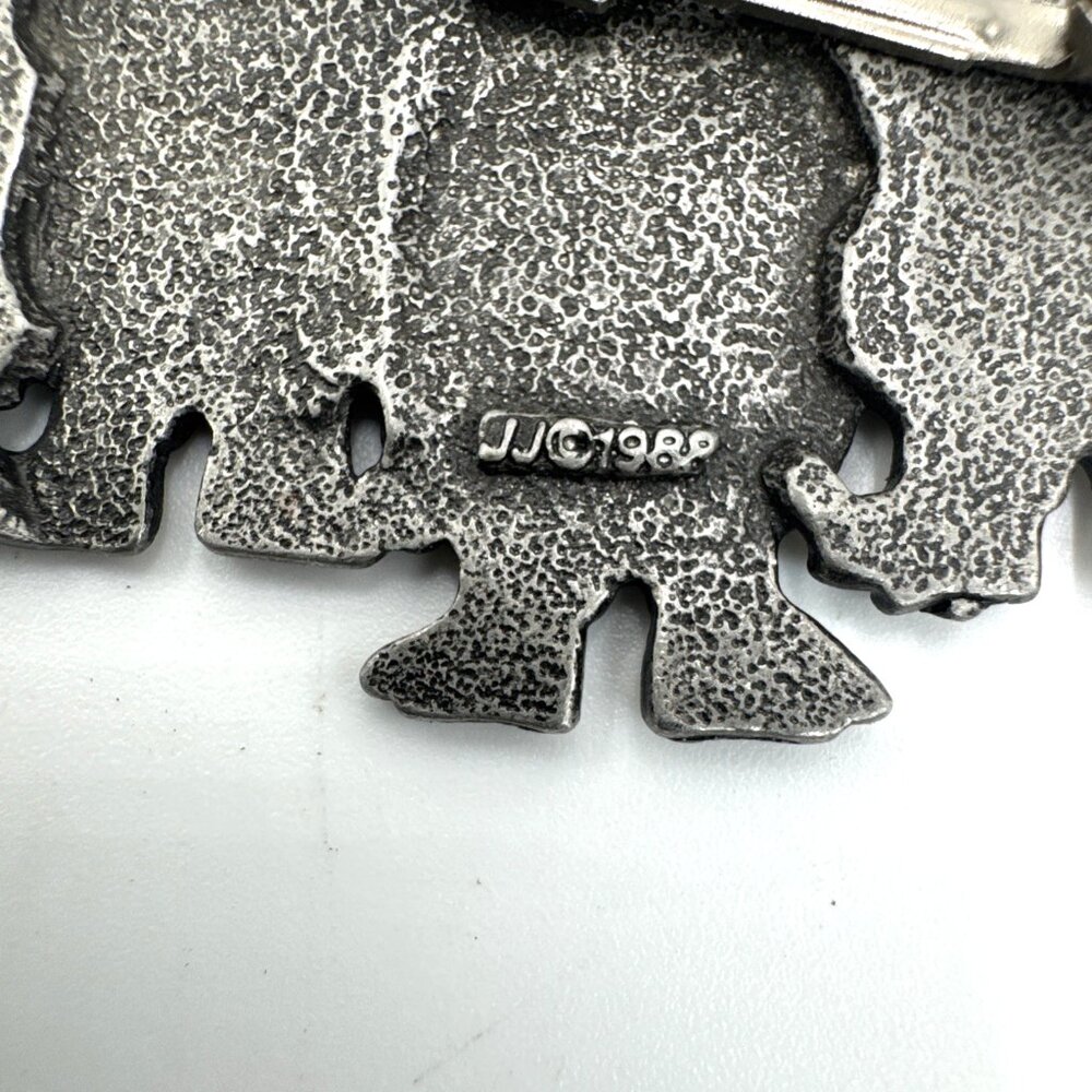 Jj Jonette Brooch Pewter Vintage 1988 Happy Cows Farm Animal View 3